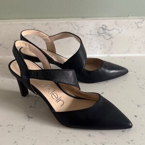 Calvin Klein Black Pointed Slingback Heels